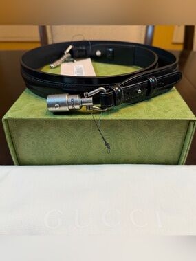 New Gucci Piston Logo Buckle Belt Black Size 40 / 100 cm Fits a Waist 36 - 40